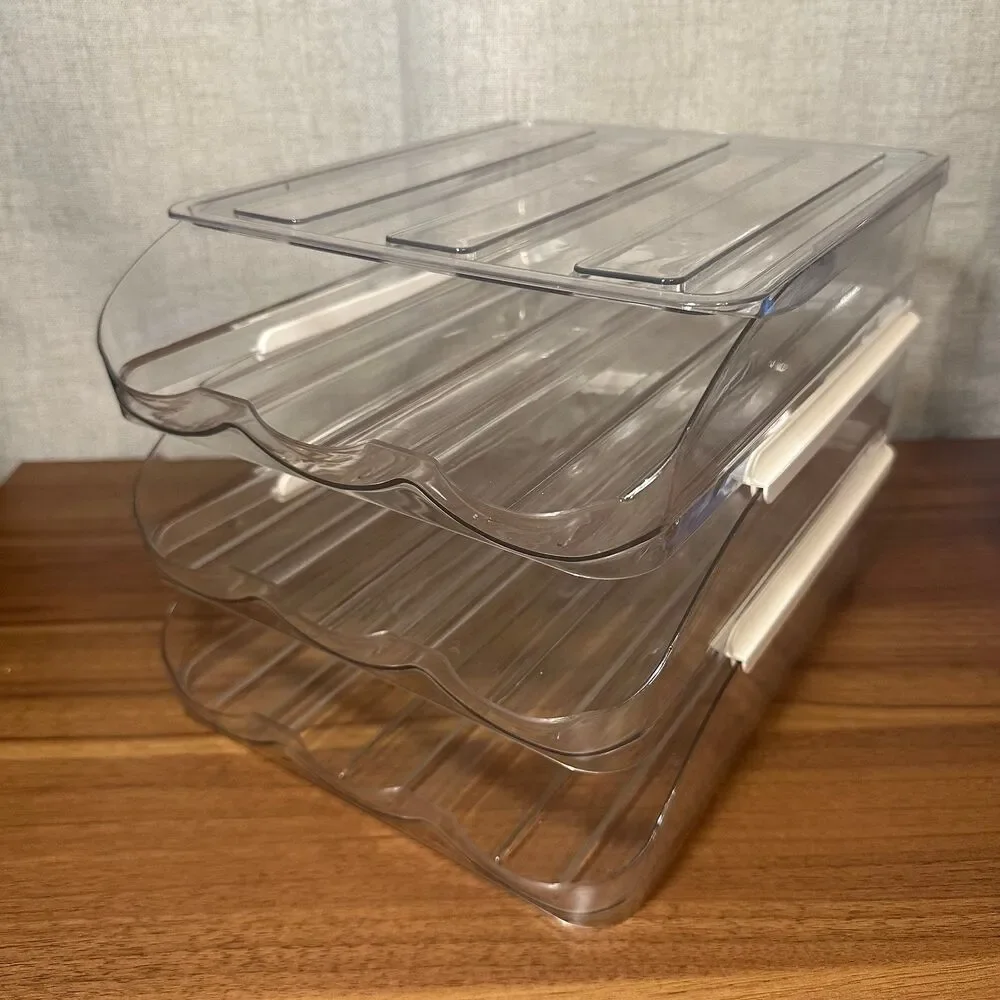 3 Layer Egg Holder for Fridge with Rolling Auto Dispense